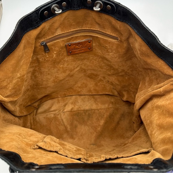 Patricia Nash Benvenuto Rivets Black Leather Tote Shopper Large - Picture 8 of 10